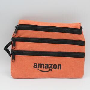 NEW Amazon Orange Zip Travel Organizer Pouch Bag 9" x 7.75" 4 Pockets